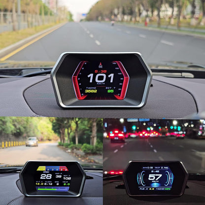 بينكي شاشة عرض أمامية P17 للسيارات، شاشة عرض OBD2 ذكية للسيارة، عداد سرعة GPS مع سرعة المركبة، عدد الدورات في الدقيقة، استهلاك الوقود، الجهد الكهربي، أداة ذكية متعددة البيانات لجميع السيارات