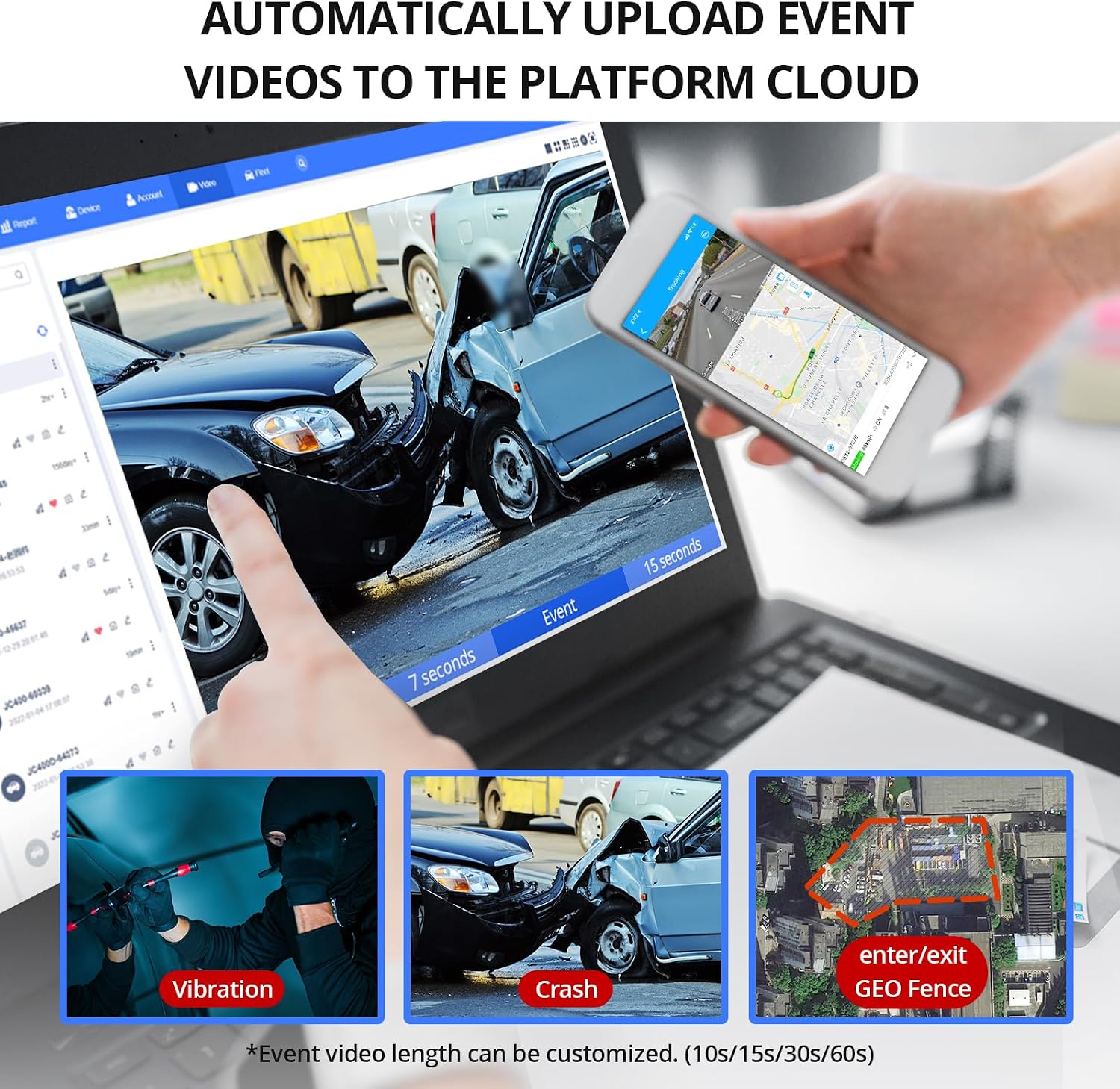 JC400 Dashcam Live Video, Driving Recorder Monitor Remotely, Front and Rear Camera CE01 Waterproof, 180-Day Route Playback, Night Version- with 10-Year Platform