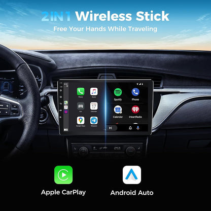 Wireless Carplay Mini Car Play Android Auto Adapter, Metal Design 2-in-1 Convert Wired to Wireless CarPlay Adapter,No Delay and Stable Control Mini Size With Extension USB-C&Type-C (Black)