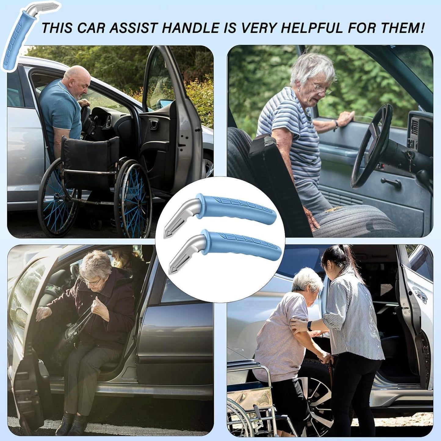 Car Handle, Auto Cane, Auto Grab Handles, Portable Vehicle Support Handle, Car Assist Grab Bar Handle, for Elderly & Seniors & Handicap Standing Mobility Safety Tip to Help Get Out (Red)