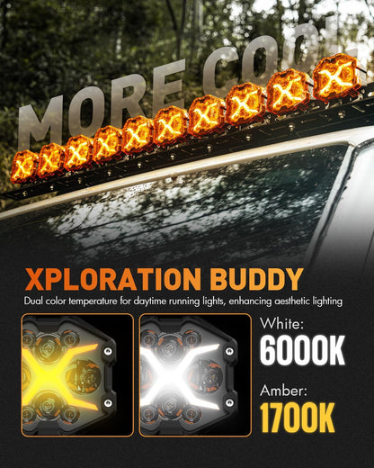 NOVSIGHT 4 Inch LED Pods - X Series Off Road Driving Light with Yellow DRL, Super Bright Pod Lights Drive Beam with Amber Cover, Off-road Fog Lights for Trucks Jeep Ford UTV ATV, 2-Year Warranty, Pair