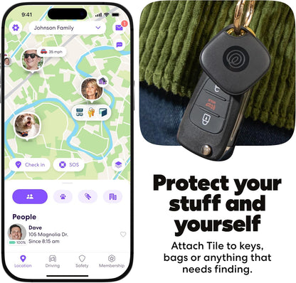 Tile by Life360 Starter Pack - Bluetooth Trackers and Item Finders for Keys, Wallets & More. Both iOS and Android Compatible. Phone Finder. 2-Pack (Black Mate/Slim)