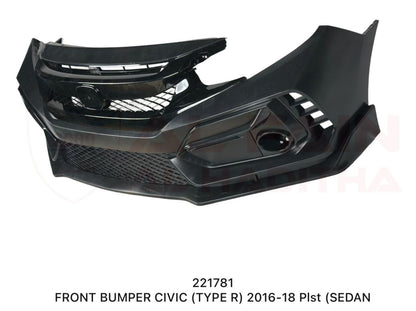Honda Civic Type R Style Front Bumper 2016-2018 Sedan ABS Plastic