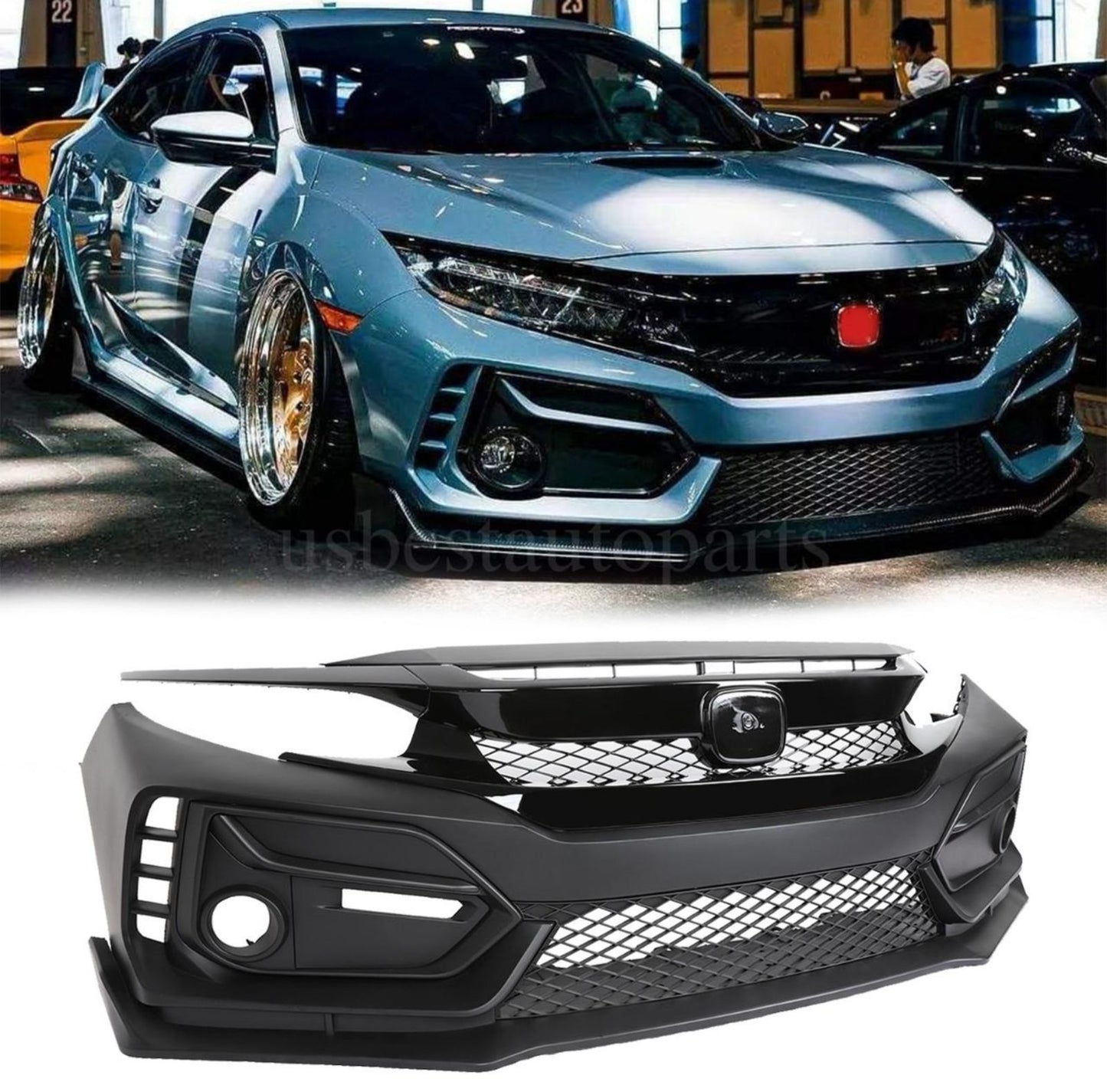 Honda Civic Type R Style Front Bumper 2016-2018 Sedan ABS Plastic