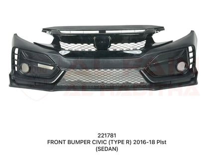 Honda Civic Type R Style Front Bumper 2016-2018 Sedan ABS Plastic
