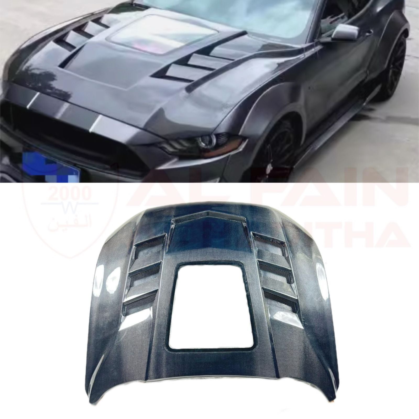 Ford Mustang 2019 Carbon Fiber Bonnet With Middle Glass Panel