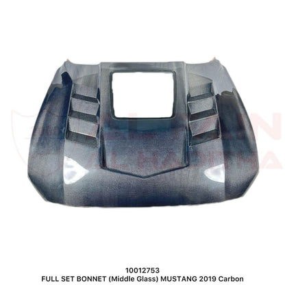 Ford Mustang 2019 Carbon Fiber Bonnet With Middle Glass Panel