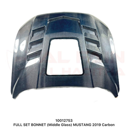Ford Mustang 2019 Carbon Fiber Bonnet With Middle Glass Panel