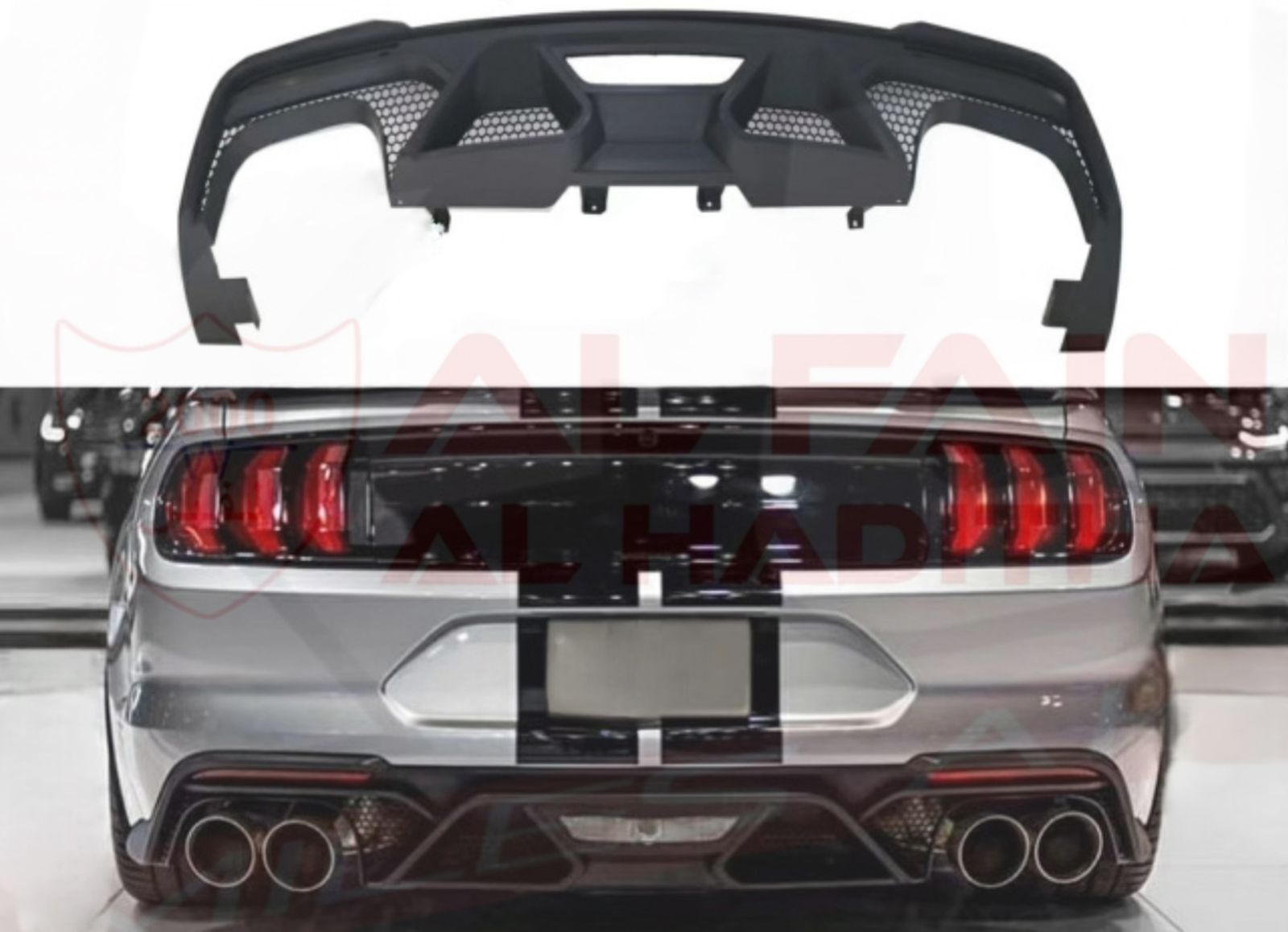 Ford Mustang Rear Diffuser Shelby GT500 Style With Tail Pipes