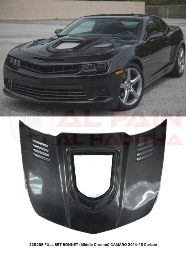 Chevrolet Camaro 2014-2015 Full Carbon Fiber Bonnet Middle Chrome