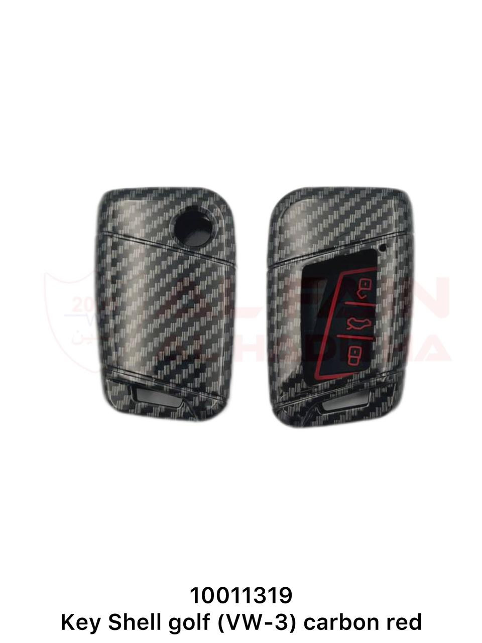 Volkswagen Golf Key Shell VW-3 Carbon Red Plastic 10011319