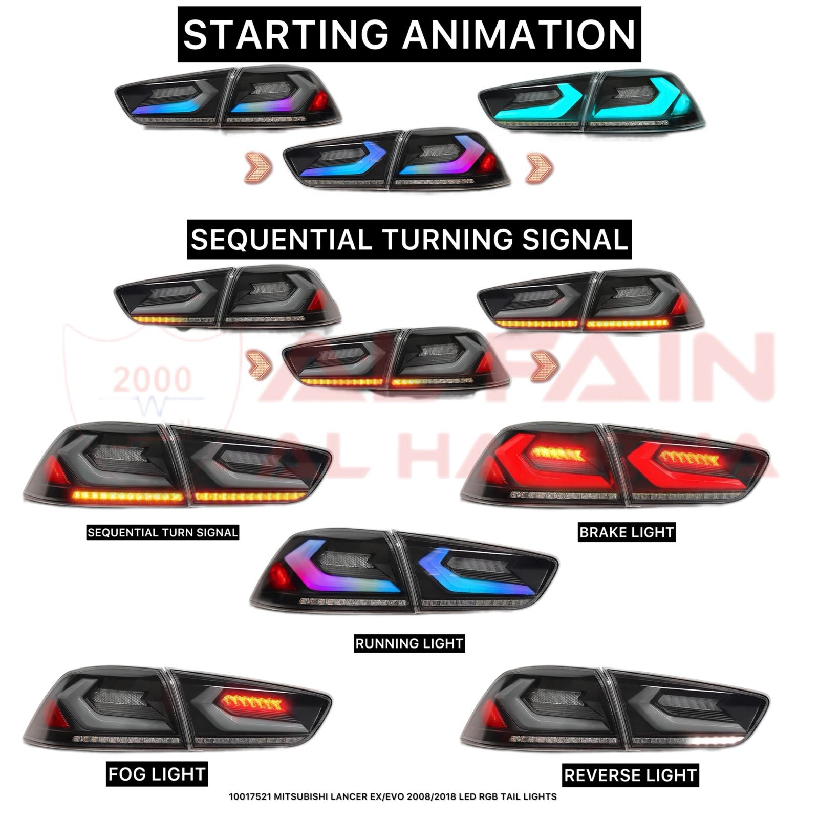 Mitsubishi Lancer EX EVO LED RGB Tail Lights 2008-2018