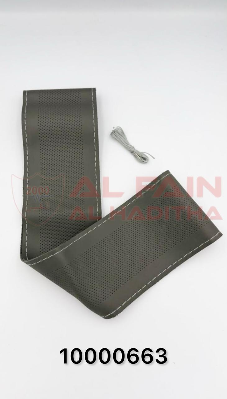 Universal Grey Leather Sew-On Steering Wheel Cover