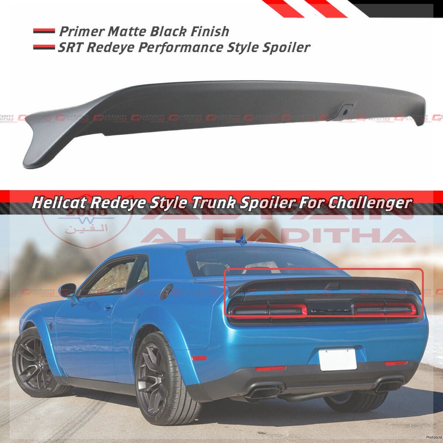 Dodge Challenger SRT Hellcat Redeye Style Deck Spoiler 2015-2025 Glossy Black ABS Plastic