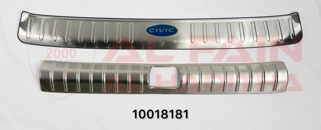 Honda Civic Rear Bumper Steel Guard 2016-2019 Silver Aluminum