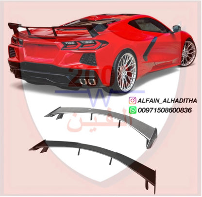 Chevrolet Corvette C8 2020-2025 High Wing Style Spoiler Glossy Black
