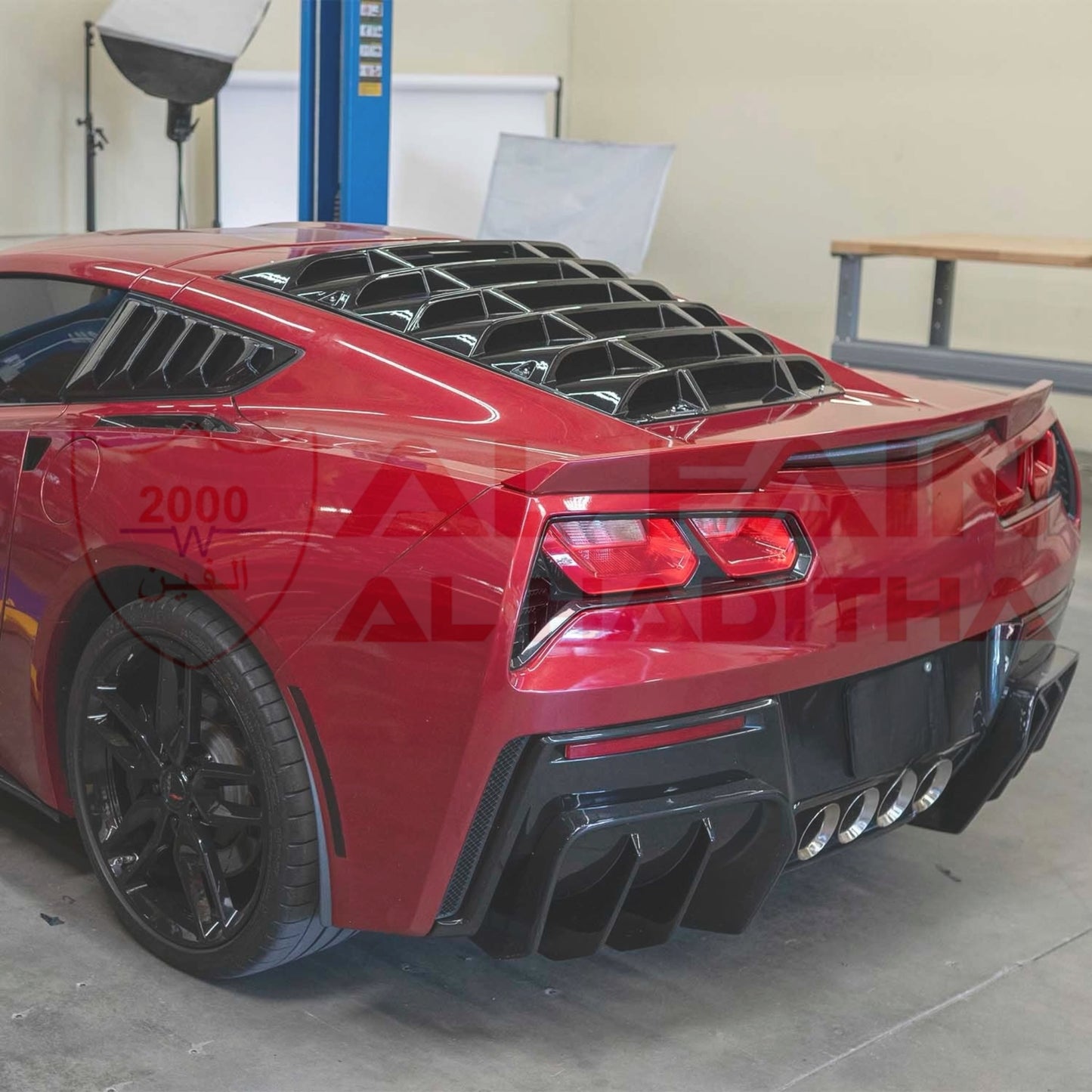 Chevrolet C7 Corvette Rear Side Window Louvers 2014-2019 Black ABS Plastic