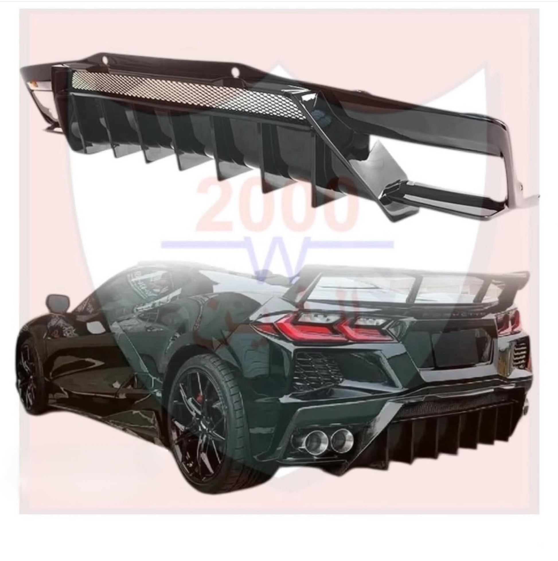 Chevrolet Corvette C8 Rear Diffuser V2 Glossy Black 2020-2025