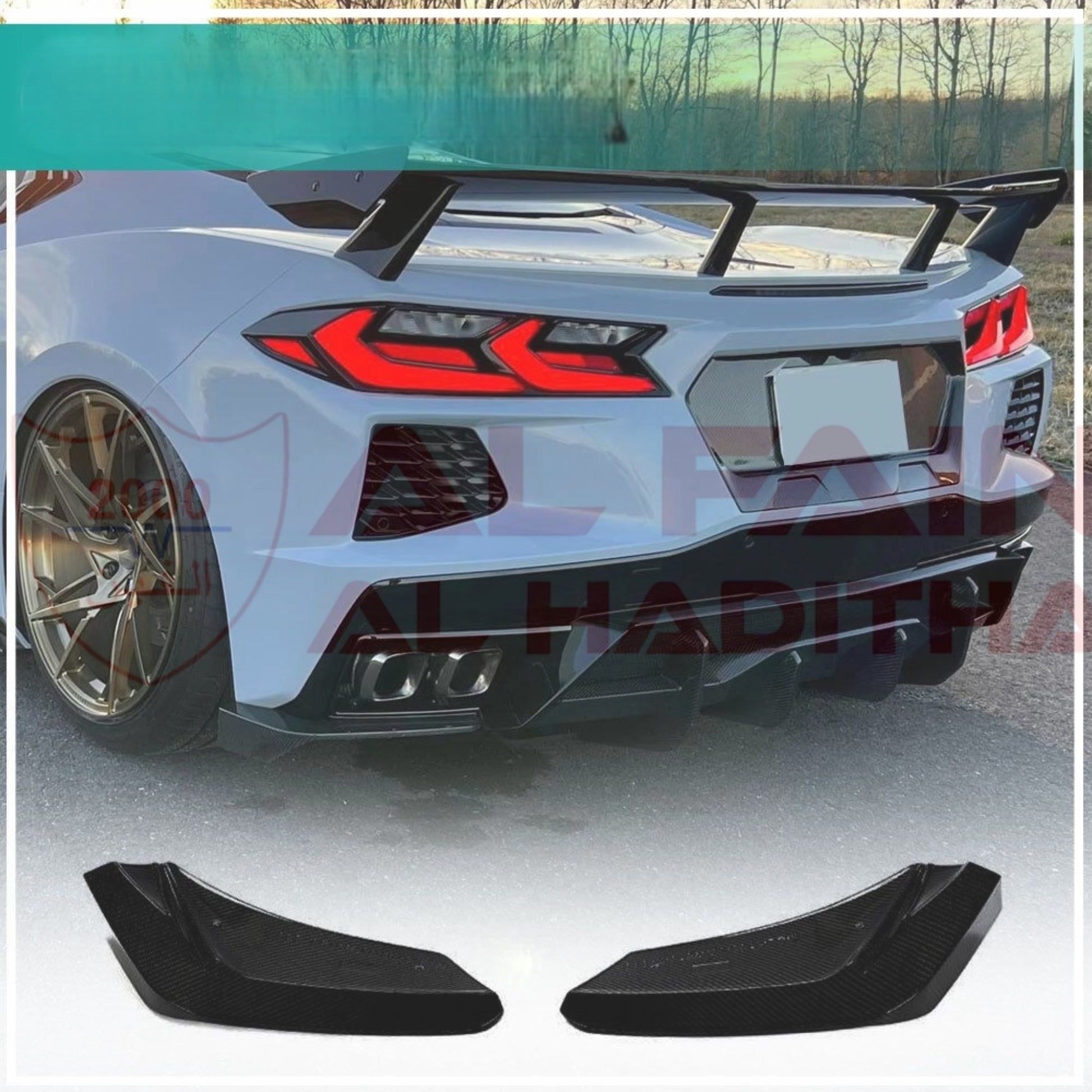 Chevrolet Corvette C8 Double Rear Lip Glossy Black 2020-2025
